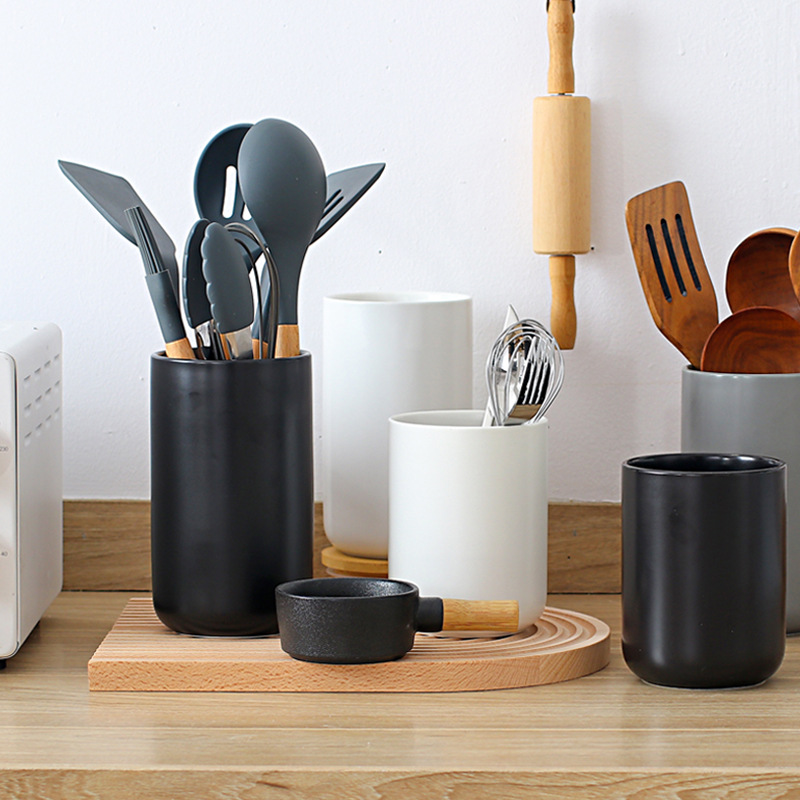 Kitchen Appliances Storage - Keramik-Aufbewahrungskanister, nordischer Küchenutensilienhalter für Löffel, Spatel,