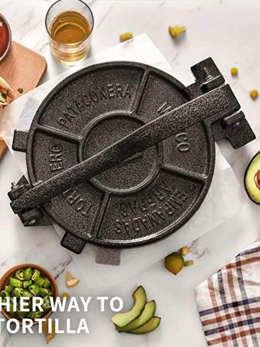 Tortilla Press Cast - 8 Zoll Gusseisen Tortillapresse Robuster Mehl-Tortilla-Maker