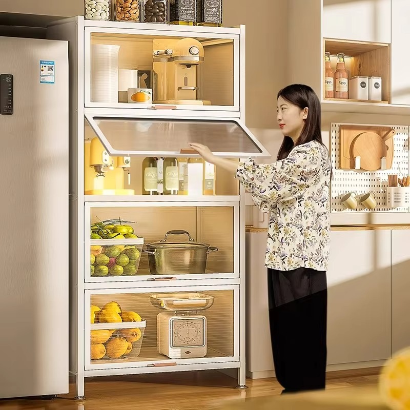 Kitchen Appliances Stores - Lebensmittelschränke mit Großer Kapazität Küchengeräte-Aufbewahrungsschrank Stahl-Acryl-Aufbewahrungsschrank