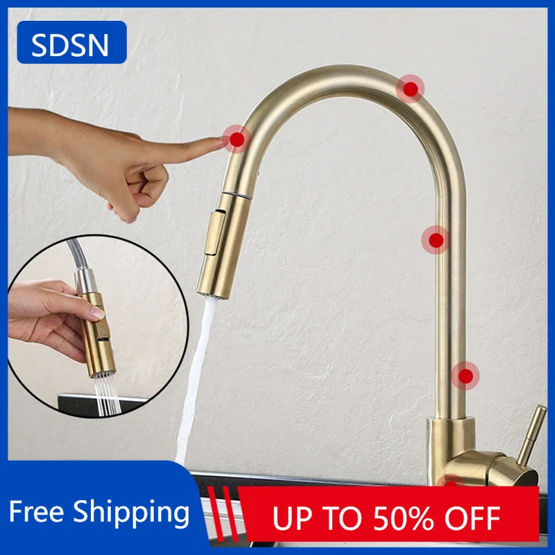 Kitchen Appliances Design - Touch-Küchenarmaturen aus gebürstetem Gold, Edelstahl 304,